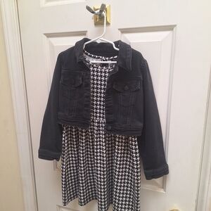 Black Cropped Denim Jacket for Kids - Classic Casual Layering